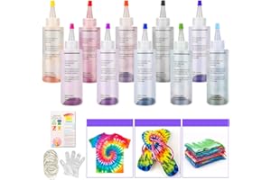 Tie dye kit, Sinwind 10 coloranti per tessuti, Non Tossico, per Tessuti Permanenti a Cravatta Kit, con 40 Pezzi Elastici e 8 pcs di Guanti in Plastica, Ideale per la Moda Fai-da-Te