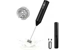 Baeskii Rechargeable Milk Frother Handheld Coffee Frother Wand Drink Mixer with Stainless Steel Whisk for Coffee Cappuccino Lattes Frappe Matcha and Hot Chocolate, Egg