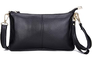 EVEOUT Sacoche de Soirée en Cuir Véritable Souple Sac à Bandoulière Sac à Bandoulière Petite Epaule Pochette Portefeuilles de Téléphone pour Filles et Femmes(Noir,One Size)