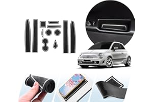 LUWU Kompatibel mit FIAT 500 2016-2020 / Abarth 595 2017-2023 Antirutschmatten Gummimatten für Mittelkonsole,Armlehne Aufbewahrung,Becherhalter,Auto Zubehör Innenraum Tuing Mat 12 Stück (Weiß)