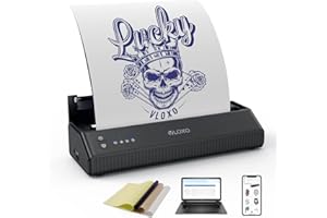 VLOXO Bluetooth Máquina de Transferencia de Tatuajes Compatible con Android y iOS PC/Teléfono Móvil Máquina Stencil de Tatuajes Termocopiadora Inalámbrico Recargable Termocopiadora Tattoo