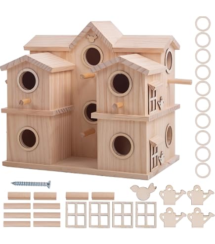 Nichoir En Bois à Construire Et Peindre - Cabane Pour Oiseaux Extérieure 20x15x15cm, Entrée 3.5cm - Pour Mésanges, Rouges-gorges - 12