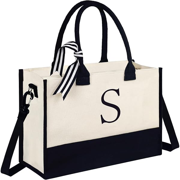 Bedbliss - Borsa tote in tela con iniziale personalizzata, adatta per
