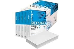 EUROCALI Carta A4 per Stampante Copy 2, Fabriano 5 Risme da 500 Fogli - 2500 Totali, Carta da 80gr Per Ufficio, Fotocopie, Multiuso