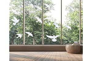 MESINURS Fensteraufkleber zur Vermeidung von Vogel-Kollisionen Vogel, Glastürschutz und Vogelschutz, 12 Aufkleber (Klar)