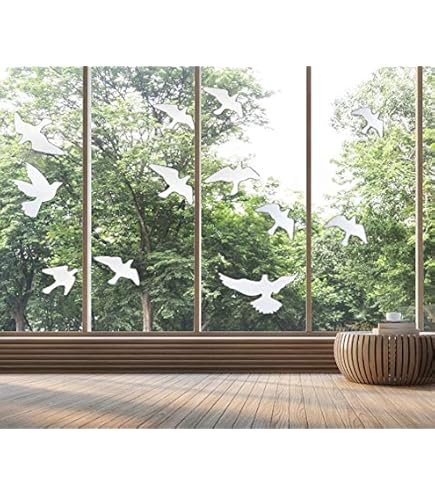 16 Autocollants Anti-collision Oiseaux Blancs Pour Vitres - Adhésif électrostatique Réutilisable - Protection Et Décoration