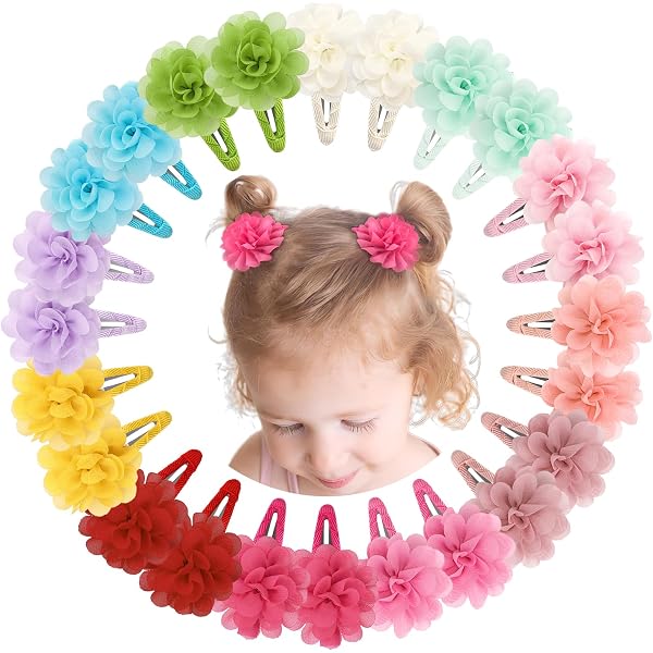 3 Blumen-Haarspangen Für Mädchen – Mit Krokodilklemme, Voll Gefüttert, Handgemacht