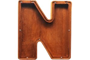 Wooden Letter Piggy Bank – Crefun HM284N New 23 cm/9.1 Inch Large Piggy Bank for Kids for Real Money, Coin Bank for Adult, Personalized Money Box for Home Decoration with Alphabet Stickers for DIY