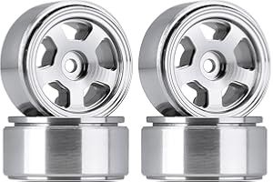 INJORA RC Rims 4pcs 1.0inch Beadlock Wheel Metal Wheel Rim for 1:24 RC Crawler Axial SCX24 90081 AXI00001 Wrangler JLU CRC Deadbolt Chevrolet (Silver)