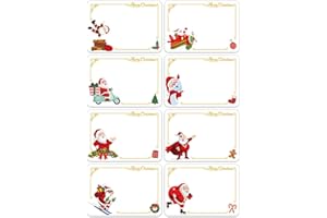 AMLOOPH Weihnachtssticker 120 Stück Geschenkanhänger Weihnachten 7x5cm Weihnachtsaufkleber Selbstklebende Aufkleber Weihnachten Beschriftbar Frohe Weihnachte Etiketten für Geschenkverpackung
