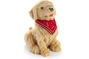 Ageless Innovation Joy For All Interactive Pet Dog - Lifelike & Realistic Companion with Soft Fur, Head and Tail Movements, Real-Feel Heartbeat and Two-Way Barkback Technology - Golden Pup