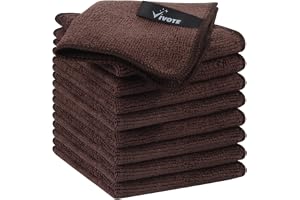 VIVOTE Mikrofiber Köksdukar 20 x 20 cm Brun 9-Pack | Superabsorberande och tjocka hushållsrengöringsdukar, mikrofiber, köksre