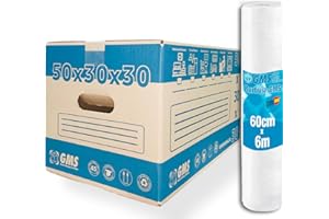 GMS GLOBAL MOVING SOLUTIONS 10 Cajas de Cartón Mudanza 50x30x30cm 45 Litros + Burbuja 6x0,6m. Ultra resistentes. Mudanzas y Almacenaje con Asas. Cartón (10 Cajas 50x30x30cm + Burbuja)