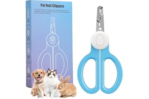 Euqvunn Cortauñas Gato, Profesional Corta Uñas Gatitos con Doble Hoja y Desmontable Iluminación LED, Adecuado para Gatitos, Conejos, Cobayas, Cachorros, Animales Medianos y Pequeños (Azul Blanco)