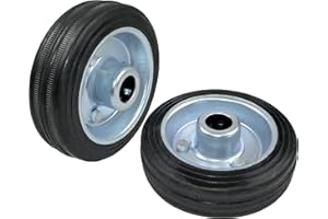 AERZETIX - C58893 - Juego de 2 ruedas de carrito carro Ø75mm con rodamiento de agujas - capacidad de carga 40 kg - color de la rueda: negro en caucho - llanta de acero