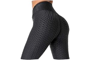 H&F Women Honeycomb Anti Cellulite Waffle Leggings, High Waist Yoga Pants Bubble Textured, Scrunch/Ruched Butt Lift Running Tights