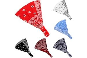 WILLBOND 6 Pièces de Bandeau Paisley Bandana pour Femmes avec Yoga Élastique et Turban Réglable