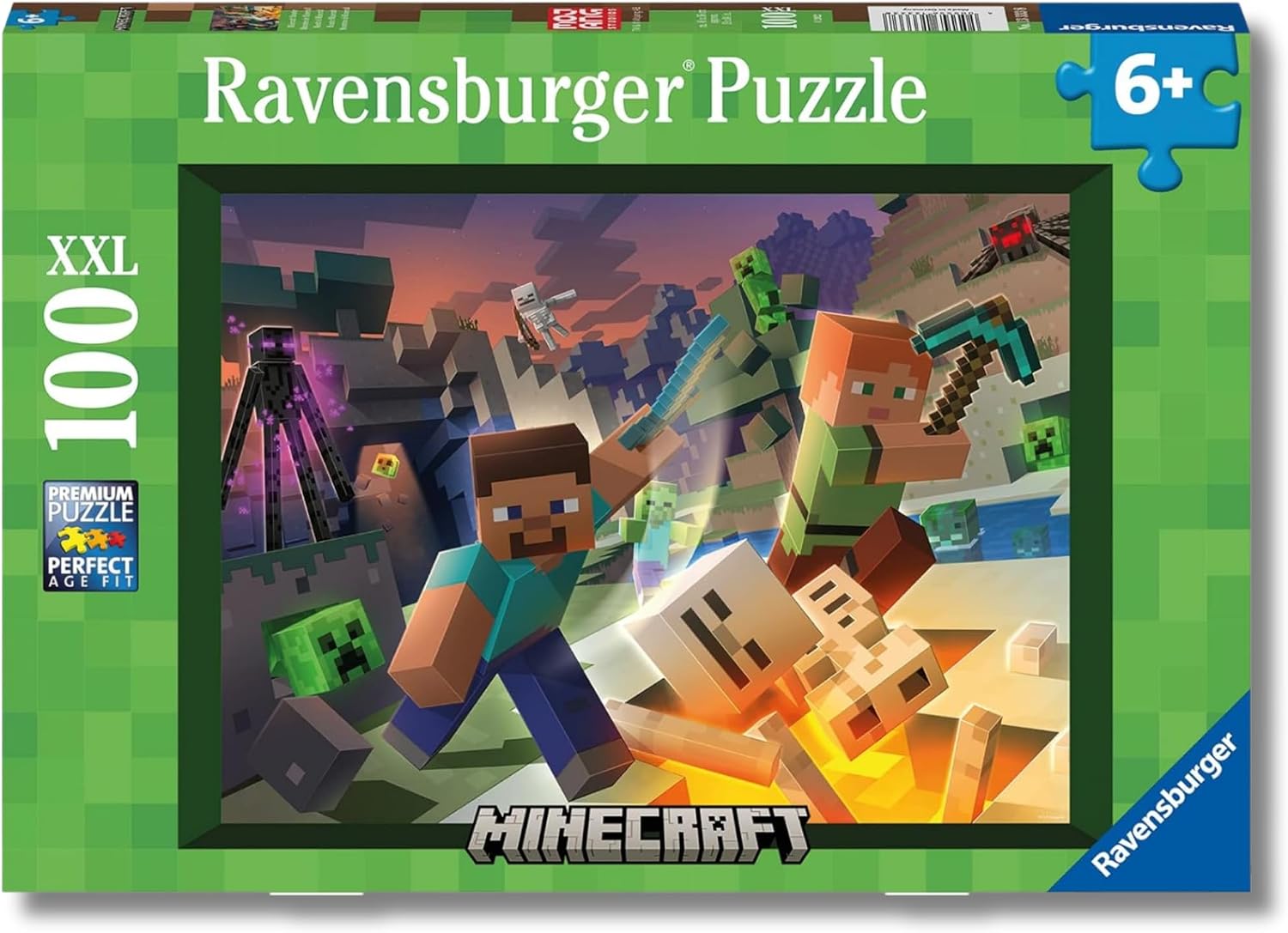 Ravensburger - Puzzles XXL Minecraft | Puzzle 6 Años O Más | Regalo Niño 6 Años O Más De 100 Piezas | Rompecabezas Niños De 36 X 49 Cm Puzzle