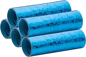 PartyMarty Blaue Metallic Luftschlangen im 5er Sparpack - 5 Rollen mit je 18 holografisch-glitzernden Luftschlangen - für Karneval, Fasching, Geburtstag, Silvester, Dekoration GmbH®