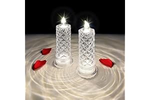 Haotao LED Candles Crystal Candles with Rose Shadow, Set of 2 Flamless Battery Operated Candles, Fake Candles, Electric Candles, Decoration for Dating, Wedding, Festival, Party, Halloween
