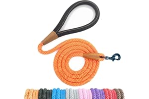 lynxking Schleppleine für Hunde Hundeleine Retrieverleine Führleine Zugleine für kleine mittelgroße große Hunde (Orange, Karabinerhaken-0.9cm x 180cm)