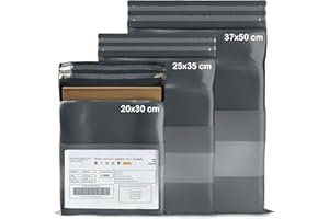 UGIX Emballage Colis Vinted - Pack de 30 Pochettes d'Envoi Colis Vinted, Enveloppe Plastique Expédition Résistante, Auto-Adhésive, Opaque pour Vêtements, Chaussures, Livres - Gris