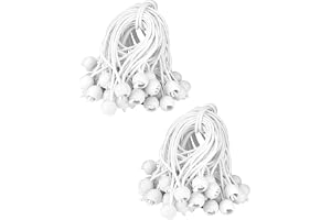 QWORK 100 st bungerep med boll 15 cm (15 tum), vita bungerep för campingtält, presenning, banderoll, hushållsartiklar