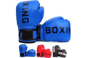 BETECK Gants de Boxe Enfants, 6OZ Gants d'entraînement de Boxe pour Enfants, Gants de Combat de Boxe Réglables pour MMA Muay Thai Kickboxing Sparring Âgés 3-10 Ans