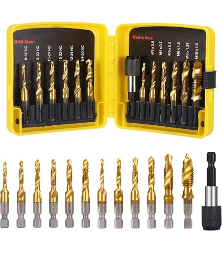 Punte Trapano E Maschiatrice Combinazione M4 X 0.7 - Set 6 Pezzi Titanio