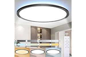 HABOWN® Lampara Techo,24W 3000K-6500K Plafones para Techo LED Regulable,3000LM IP40 Impermeable Plafon LED Techo Redonda con Mando a Distancia,Brillo Ajustable,Fácil de Instalar,Ø29*H2.5cm