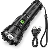 Şarjlı LED El Feneri 3W 160 L&uuml;men &ndash; 6400K Beyaz Işık, Dijital Şarj G&ouml;stergeli, Yan Aydınlatmalı, USB Type-C Şarjlı, Bilek Ask