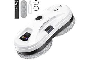 Eznaobo Fensterputzroboter mit Sprühfunktion, 5600Pa Fensterreiniger Roboter Automatischer, Elektrischer Fensterputzer Fernbedienung für Innen- und Außenfenster, 10x Lappen (White)