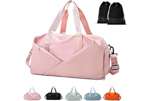 GLGHMH Sports Gym Bag, Pink Black Green Blue Portable Large Duffel Totes with 2pcs Shoes Compartments, Lightweight Overnight Weekend Bags for Sport Yoga Travel Swimmin