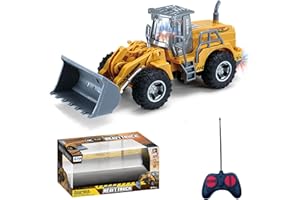 LioMaxi 1:32 veicoli da cantiere telecomandato giocattolo,con luci lampeggianti,completamente funzionante Telecomando,Trattore Ruspa Giocattoli per bambini,per Regali Per Bambini (Bulldozer)