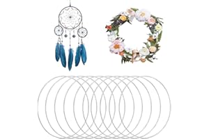 YEJAHY 10 anelli in metallo, 10 cm, anelli decorativi da appendere, per anelli rotondi in metallo per fai da te, acchiappasogni, pneumatici (bianco)