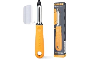 Deiss PRO Eplucheur de légumes Pivotant de Qualité Supérieure - Éplucheur en Acier Inoxydable Tranchant avec Poignée Antidérapante, Eplucheur de Patates pour la Cuisine, Fruits, Carottes, Pommes