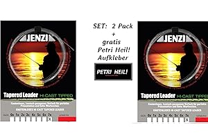 BLNTACKLE76 Jenzi Lot de 2 bas de ligne Tapered Leader 7X / 0,12/0,44 + autocollant Petri Heil!