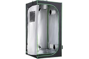 Outsunny Tenda Idroponica in Oxford 600D con 5 Prese d'Aria Regolabili e Finestra, Serra Idroponica per Coltivazione con Foro per Cavi da Interno, 80x80x160 cm, Nero