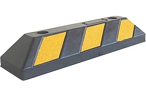 SNS SAFETY LTD RWS-4 Rubber Parking Wheel Stop for Commercial and Domestic Car Parks and Private Garages, Black and Yellow, 55x15x10 cm (Pack of 1)