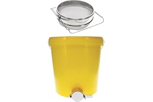 Germerott Bienentechnik Abfülleimer Profi 25 kg mit Quetschhahn Plus Edelstahl Doppelsieb zum Sieben des Honigs im Set