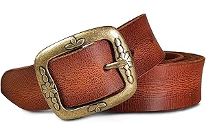 ROYALZ Skórzany pasek damski w stylu vintage, ze skóry bawolej, szerokość 38 mm, pasek dżinsowy, damski, możliwość skrócenia, pełna skóra