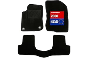 DBS - Tapis de Sol Voiture - sur Mesure - Adapté à Votre Peugeot 2008 (04/2013-12/2019) Antidérapant : Clips de Fixation et Autogrip - 3 pièces : Protection du Pont arrière - Moquette