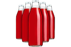 KADAX Uppsättning med 20 glasflaskor 1 l med skruvlock, vit – tomma mjölkflaskor, juiceflaskor för fyllning för juice, mjölk