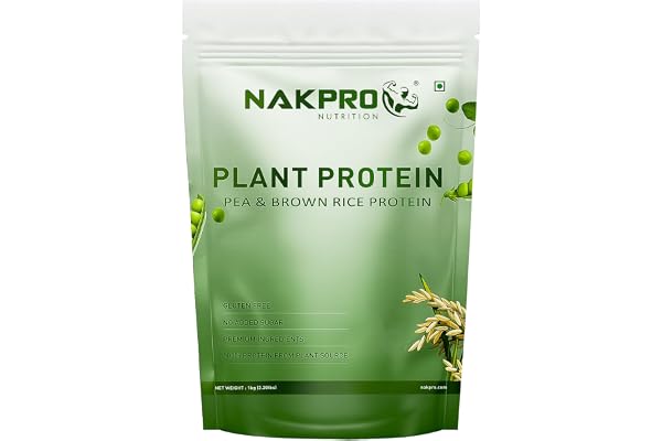 NAKPRO Vegan Plant Protein Powder (Pea & Brown Rice Protein), Chocolate - 1kg 25.2g Protein, Easy To Digest All Essential Amino Acids No Preservatives No Added Sugar