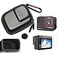 OBABO [1+2+2+2] Hard Carrying Case for Insta360 Ace Pro/Insta360 Ace, Mini Waterproof Bag, with Screen Protector for Insta360 Ace Pro, Ultra HD, 9H Hardness, Scratch Resistant (Black)