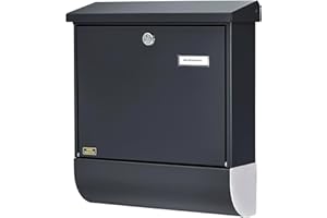 BURG-WÄCHTER Burg Wächter Briefkasten mit Zeitungsfach und Namensschild, Verzinkter Stahl, Einwurf-Format DIN C4, Inkl. 2 Schlüssel, Set Vario ANT, Anthrazit (ähnlich RAL 7016), SET VARIO 86720 ANT