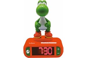LEXIBOOK - Despertador Nintendo Super Mario - Efectos sonoros de Super Mario - Despertador para niños - con Snooze- Naranja/Verde - RL800NI1