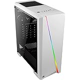Aerocool CYLONW, Boîtier d'ordinateur ATX, LED RGB Flow Front + Fenêtre Latéral, Blanc