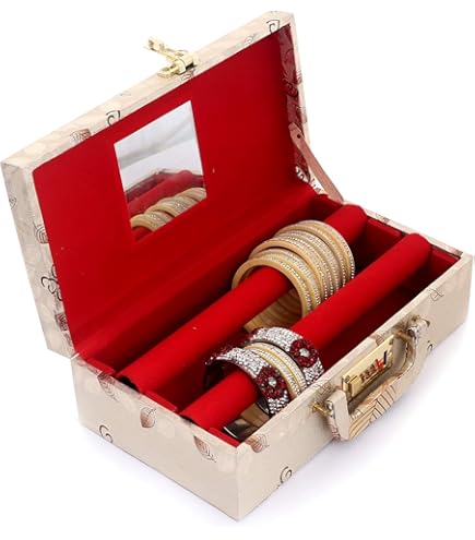 Swarah 4 Rod Bangle Box For Women, Boxes For Storage Plastic Big Size, Jewellery Box For Travelling,Bride, Portable Chudi Organizer For Travel, Transparent Organiser