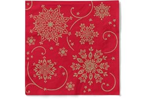 Mank GmbH Tissue-Servietten 33x33 cm Premium Einweg-Serviette saugstark perfekt für Weihnachtsfeiern & Adventsfeiern Weihnachtsservietten 100 Stück Cristal (Rot)